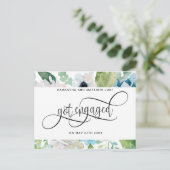 Bloemige Groenvoorziening, Verloving, Verloofd Aankondigingskaart (Staand voorkant)