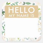 Bloemige Hallo Mijn Naam Is Stickers (Voorkant)