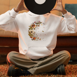 Bloemige Halve Maan l Gedrukt Bloemkunstwerk  Hoodie