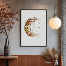 Bloemige Halve Maan l Gedrukt Bloemschilderij