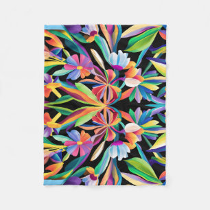 Bloemige Harmonie: Een Levendige Abstracte Symfoni Fleece Deken