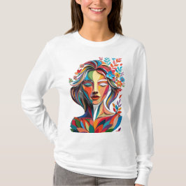 Bloemige harmonie in laaggesneden papieren portret t-shirt