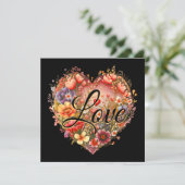 Bloemige Hart van Liefde Feestdagenkaart (Staand voorkant)