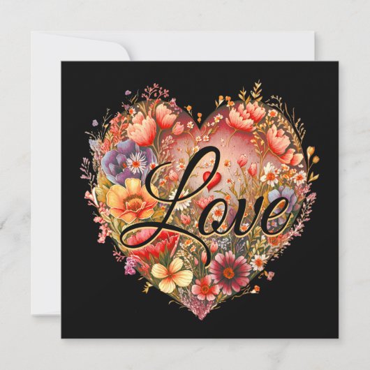 Bloemige Hart van Liefde Feestdagenkaart (Voorkant)
