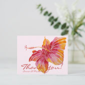 Bloemige Hawaii Hibiscus Dankjewel Huwelijk Ansich Briefkaart (Staand voorkant)