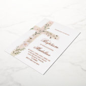 bloemige Heilige kruis Doop Folie Uitnodiging (Gedraaid)