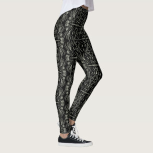 Bloemige Henna Mandala Zwarte Patroon Leggings