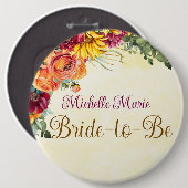 Bloemige herfst bruiloft bruid button (Voorkant /achterkant)