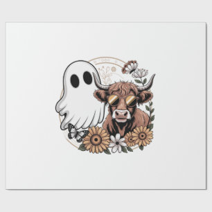 Bloemige Herfst Hoogland Koe Geest Cadeaupapier