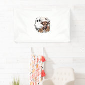 Bloemige Herfst Hoogland Koe Geest Spandoek (Insitu)
