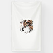 Bloemige Herfst Hoogland Koe Geest Spandoek (Verticaal)