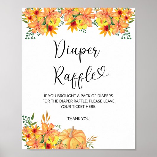 Bloemige herfst pompoen luier raffle poster (Voorkant)