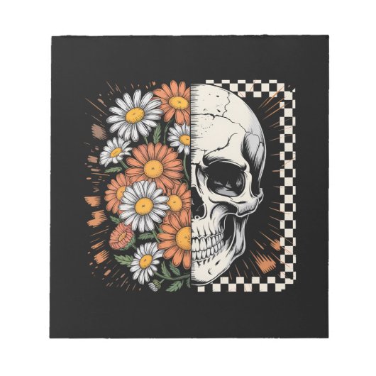 Bloemige Herfst Skelet Boho Halloween Notitieblok (Voorkant)