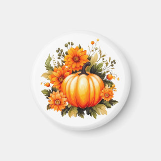 Bloemige herfstpompoen magneet