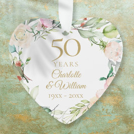 Bloemige herinnering aan 50 jaar gouden huwelijksj ornament