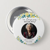 bloemige herinnering aan een geliefde ronde button 7,6 cm (Voorkant /achterkant)