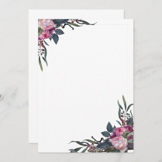 Bloemige hoeken sjabloon kaart (Voorkant / Achterkant)