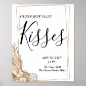 Bloemige Hoeveel kusjes Bruidsfeest spelbord Poster (Voorkant)