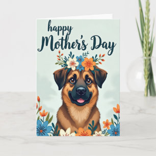 Bloemige Hond Gelukkig Familiekaart Kaart