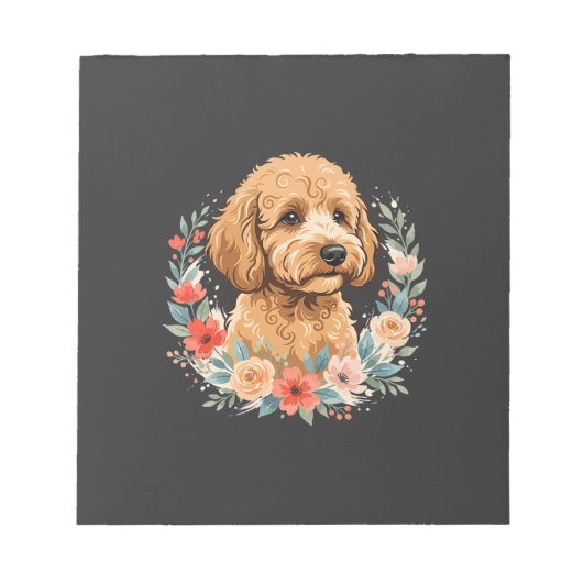 Bloemige Hond Ronde Sublimatie Notitieblok (Voorkant)