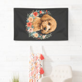 Bloemige Hond Ronde Sublimatie Spandoek (Insitu)