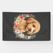 Bloemige Hond Ronde Sublimatie Spandoek (Horizontaal)