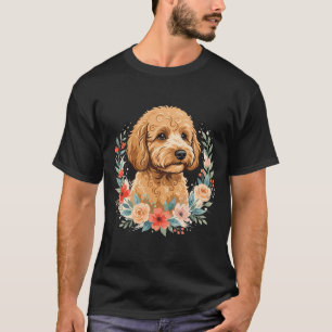 Bloemige Hond Ronde Sublimatie T-shirt