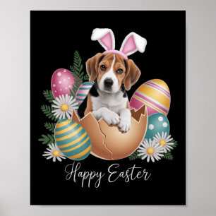 Bloemige Honden Pasen Dag Schattige Beagle Hond Pu Poster
