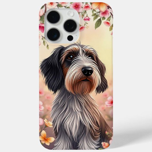 Bloemige hondenportret Moderne huisdierenliefhebbe Case-Mate iPhone Case (Achterkant)