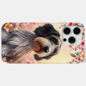 Bloemige hondenportret Moderne huisdierenliefhebbe Case-Mate iPhone Case (Achterkant (horizontaal))