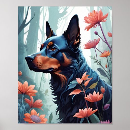 Bloemige hondenposter met ontwerp poster (Voorkant)