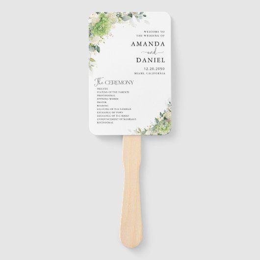 Bloemige Hortensia's Trouwprogramma Handventilator Handwaaier (Voorkant)