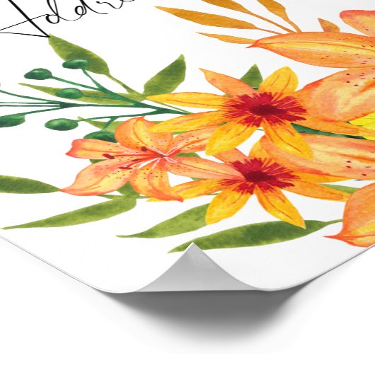 Bloemige hulp voor de drukke bruid Adres  Poster (Hoek)