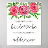 Bloemige hulp voor de drukke bruid adres poster (Voorkant)