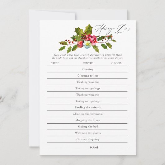 Bloemige hulst Kerst bruidsdouche spel Kaart (Voorkant)