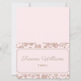 Bloemige Huwelijksplaatskaart – Elegante Roze & Be