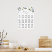 Bloemige Hydrangea 15 Tafel Trouw Stoelen Chart Poster (Keuken)