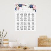 Bloemige Hydrangea 20 Tafel Trouw Stoelen Chart Poster (Keuken)