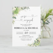Bloemige Hydrangea Verlovingsfeest Uitnodiging (Staand voorkant)