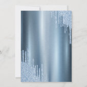 Bloemige Iets Blauwe Strik Glitterdruppels Kaart (Achterkant)
