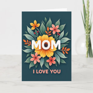 Bloemige "Ik hou van je, mama" kaart