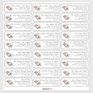 Bloemige individuele trouwgast adreslabels sticker