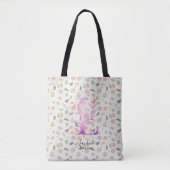 Bloemige initiaal L boodschappentas met boho-paste Tote Bag (Voorkant)