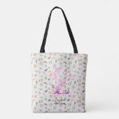 Bloemige initiaal L boodschappentas met boho-paste Tote Bag (Achterkant)