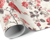 Bloemige Inpakpapier met Vette Roos (Rol Hoek)