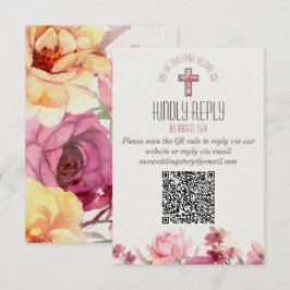 Bloemige Inspirerende RSVP QR Code Huwelijk Kaartje