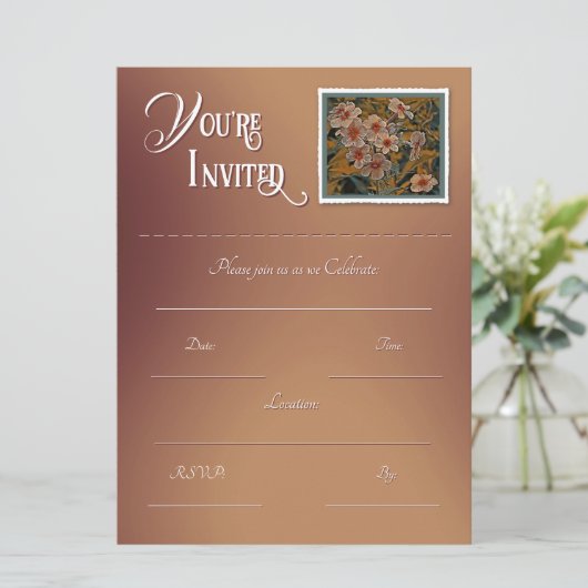 Bloemige invulbare uitnodiging  (Staand voorkant)