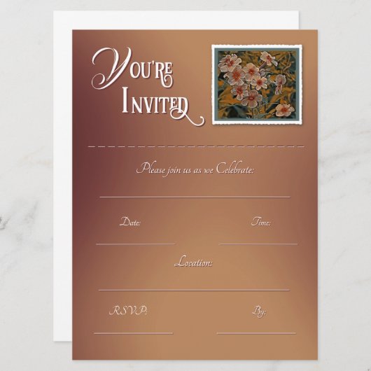 Bloemige invulbare uitnodiging (Voorkant / Achterkant)