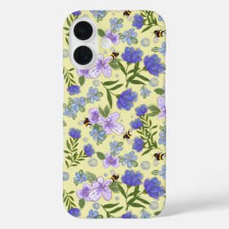 Bloemige iPhone 16-design in zachte geel 16 Hoesje