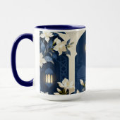 Bloemige Islamitische Boog Mok | Midnight & Ivory (Links)